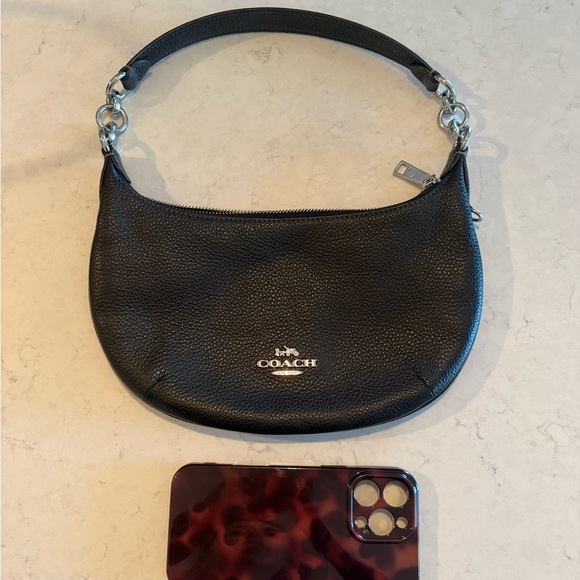 Coach Pebbled Black Leather Shoulder Bag | Peyton Bag - Picture 2 of 4